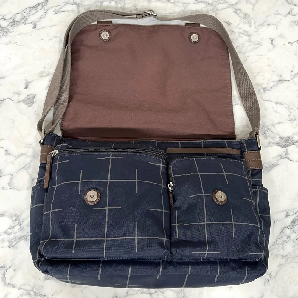 FOSSIL Field messenger crossbody laptop bag navy blue canvas